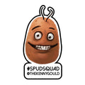 Cartoon potato character with a smiling face, featuring the text #SPUDSQUAD and @THEKENNYGOULD.